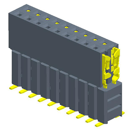 2.54mmFemale Header  Dual Row SMT Mono plastic  add plastic 